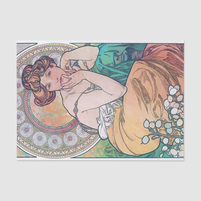 Topaz (Vier Juwelen), Alphonse Mucha Seidenpapier (Vorderseite)
