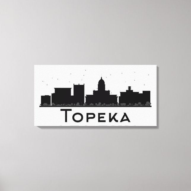 Topeka, Kansas | Schwarz-Weiß-City-Skyline Leinwanddruck (Vorderseite)