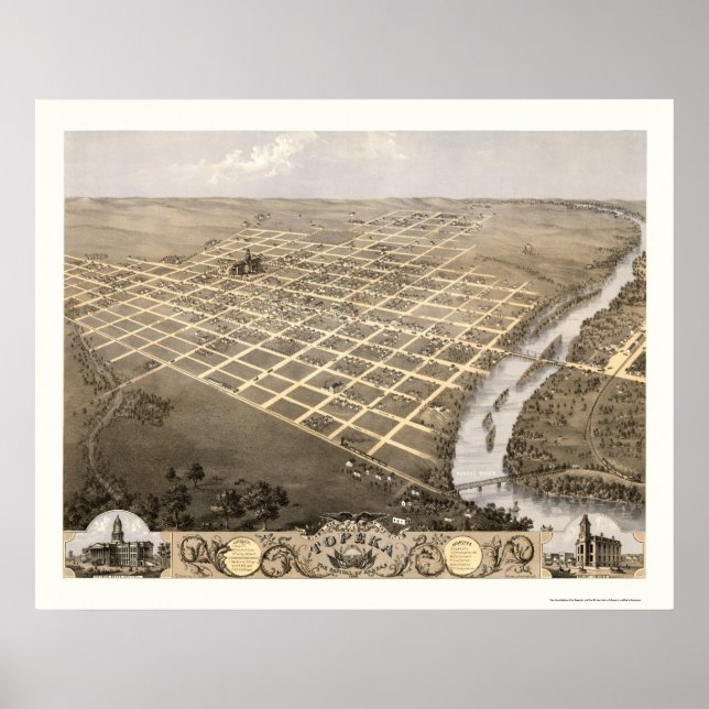 Topeka, KS Panorama Karte - 1869 Poster (Vorne)
