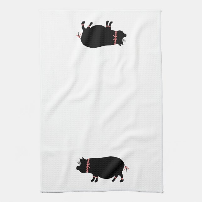 Topf Bellie Schwein (rote Bänder) Küchentuch (Vertikal)