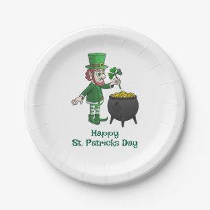 Topf des Kobolds mit Gold zum St. Patrick's Day Pappteller