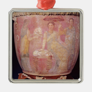 Topf mit einer Szene der badenden Frauen Silbernes Ornament