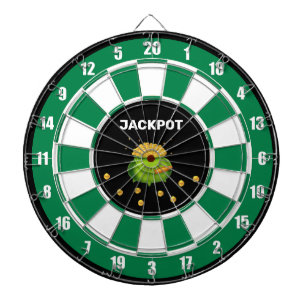 Topf mit Gold und Text auf Schwarz Grün Weiß Dartscheibe