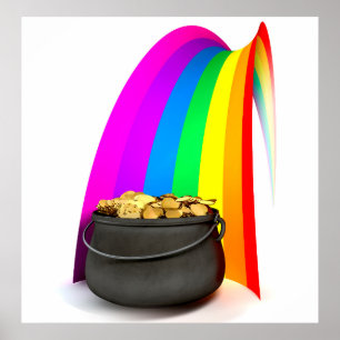 Topf O Gold am Ende eines Regenbogens Poster