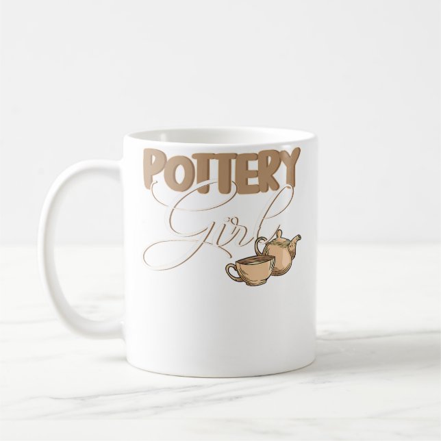 Töpfer Töpferei Mädchen Töpferton Kaffeetasse (Links)