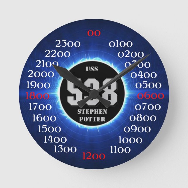 Töpfer USSs Stephen (DD-538) Runde Wanduhr (Vorderseite)