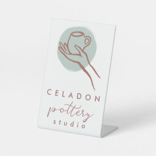 Töpferei Keramik Studio Shop Elegant Handgezeichne Sockelschild