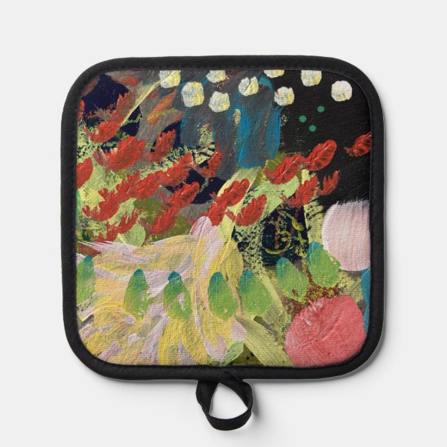 Töpfhalter in Blume im Nachtdesign Topflappen (Vorderseite)