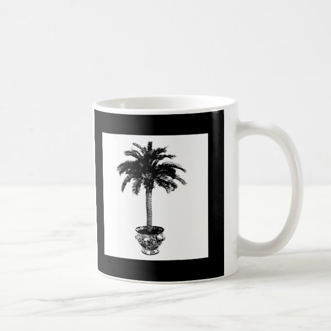 Topfpalme - schwarz-weiß kaffeetasse (Rechts)