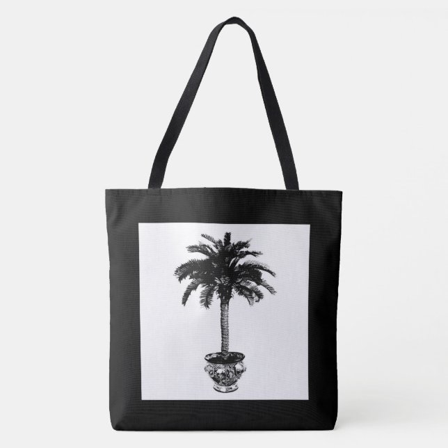 Topfpalme - schwarz-weiß tasche (Vorderseite)