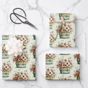Topfpflanzen Cozy Shabby Süßes Muster Geschenkpapier Set