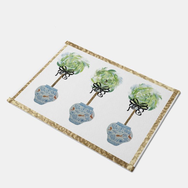 Topiacés Bleu et Blanc Gingembre Jar Porte tapis (Incliné)