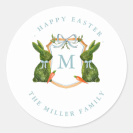 Topiaries Bunny Happy Osterlabel / Siegel Runder Aufkleber