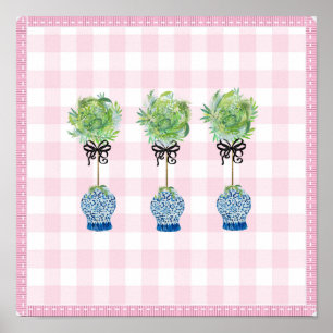 Topiary Blue and White Ginger Jar Art Print Poster