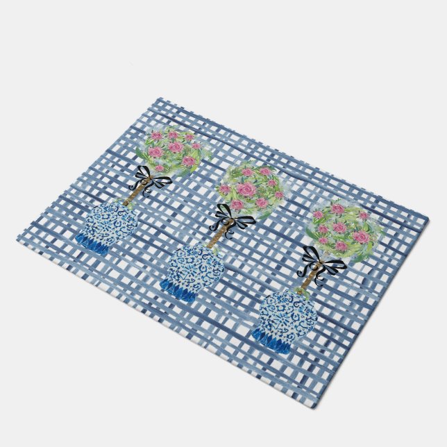 Topiary Blue und White Ginger Jar Doormat Rug Fußmatte (Schrägansicht)