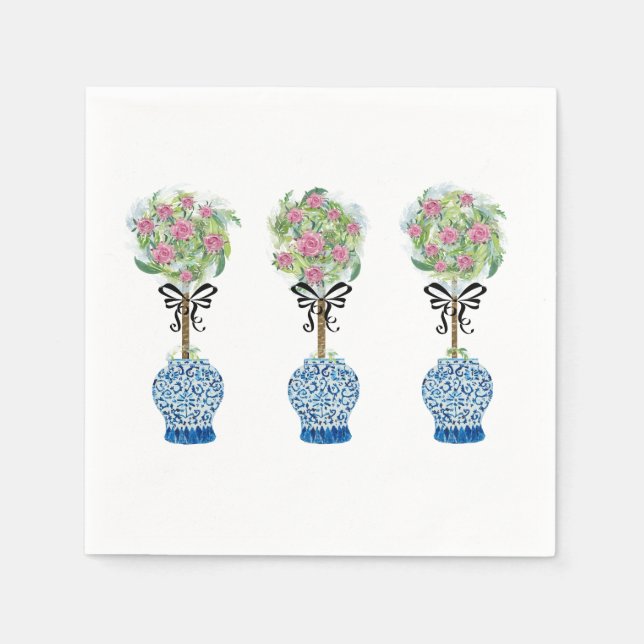 Topiary Blue und White Ginger Jar Doormat Rug Serviette (Vorderseite)