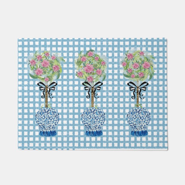 Topiary Blue White Ginger Jar Doormat Rug Fußmatte (Vorderseite)