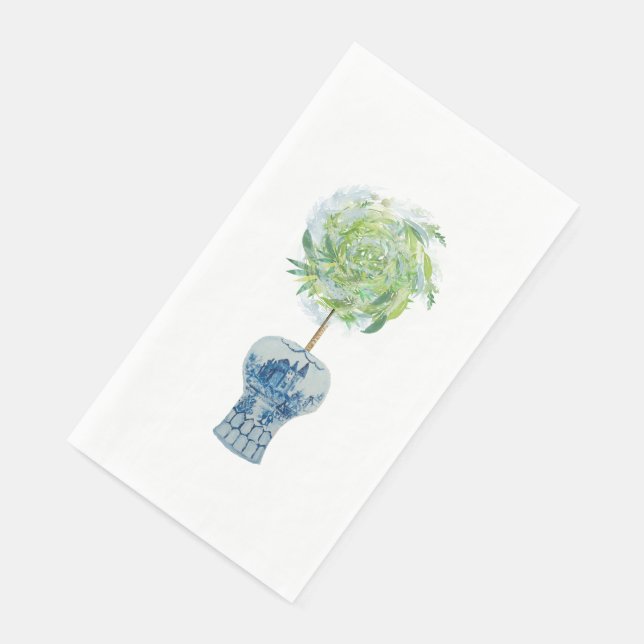 Topiary Blue White Ginger Jar Paper Handtücher Serviette (Ecke)
