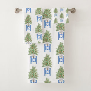 Topiary Blue White Planter Box Badehandtuch Set