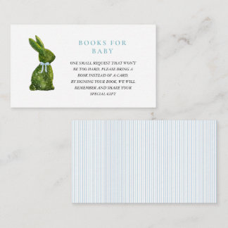 Topiary Bunny Rabbit Boy Baby shower book request Begleitkarte