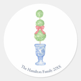 Topiary Coquette Chinoiserie Weihnachtskleber Runder Aufkleber