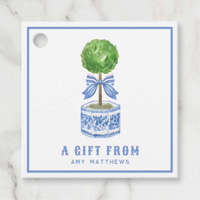 Topiary Garden | Chinoiserie Personalisiert Geschenkanhänger (Vorderseite)
