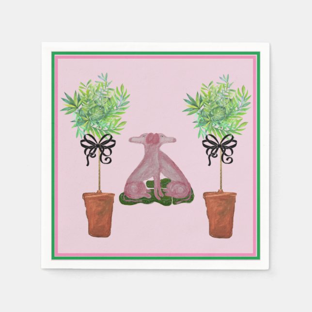 Topiary Pink Staffordshire Dog Paper Handtücher Serviette (Vorderseite)