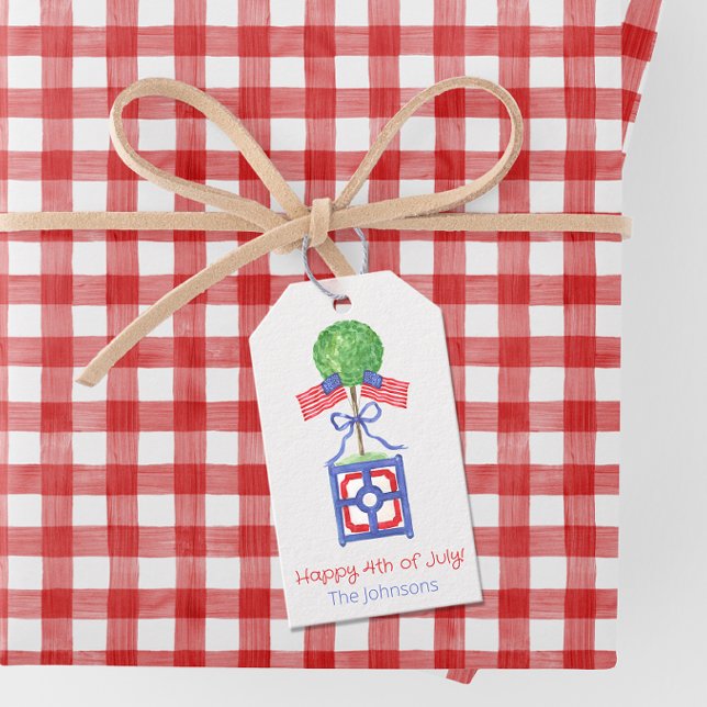 Topiary Watercolor Patriotic American Flag Geschenkanhänger (Von Creator hochgeladen)