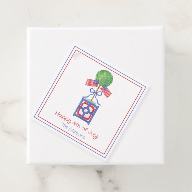 Topiary Watercolor Patriotic American Flag Geschenkanhänger (Beispiel)