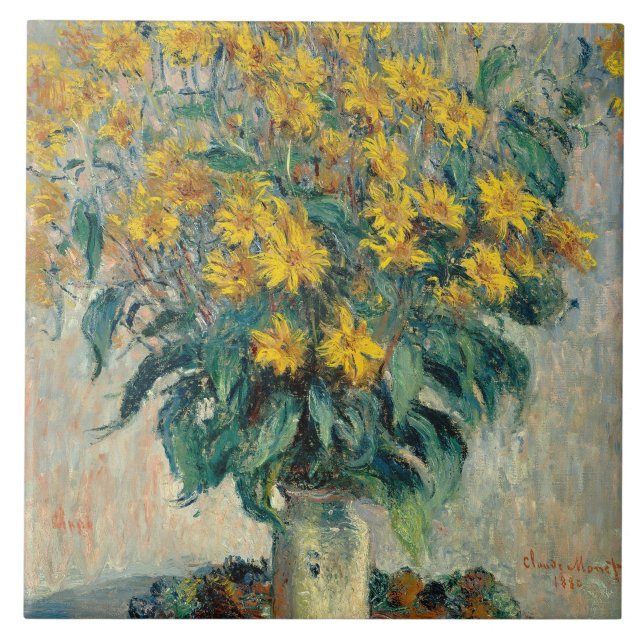 Topinambur-Blumen, 1880 (Öl auf Leinwand) Fliese (Vorderseite)
