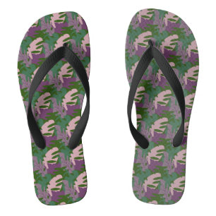 Topisches Monstera-Blatt Lila Grün Flip Flops