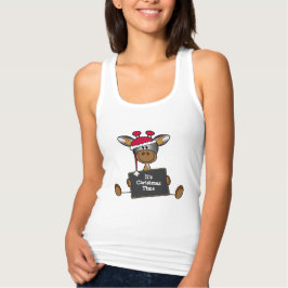 Topje met een schattig kerst-girafje tank top