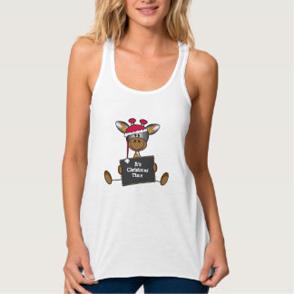 Topje met een schattig kerst-girafje tank top