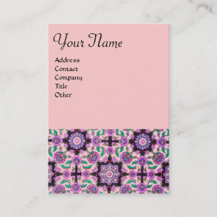 TOPKAPI,DAMASK-FLORALPINK LILA SCHWARZE BLUME VISITENKARTE