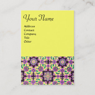 TOPKAPI, FLORAL PINK GREEN YELLOW ORIENTAL DAMASK VISITENKARTE