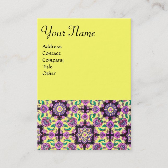 TOPKAPI, FLORAL PINK GREEN YELLOW ORIENTAL DAMASK VISITENKARTE (Vorderseite)