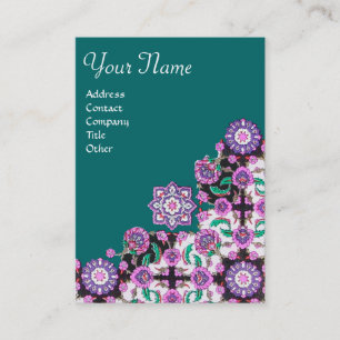 TOPKAPI, FLORALPINK GRÜNE ORIENTAL DAMASK-BLUME VISITENKARTE