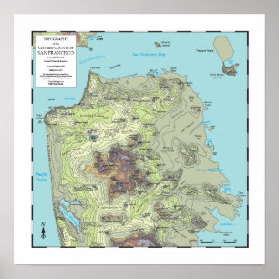 Topografie Karte von San Francisco (2013) Poster