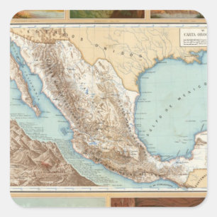 Topografie Mexikos Quadratischer Aufkleber