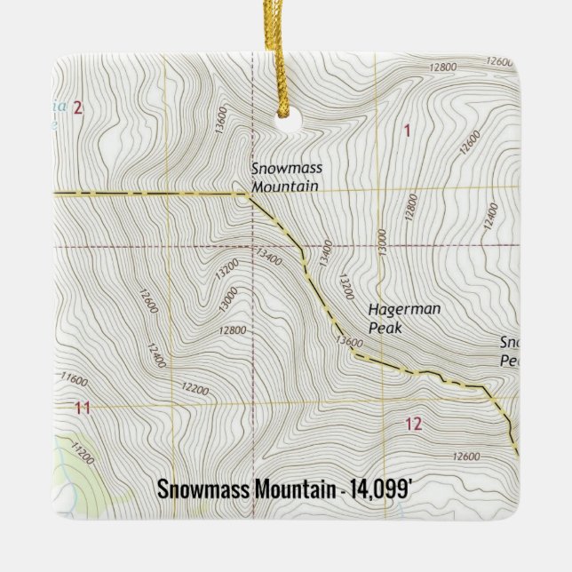 Topografische Karte des Snowmassengebirges Keramikornament (Vorderseite)