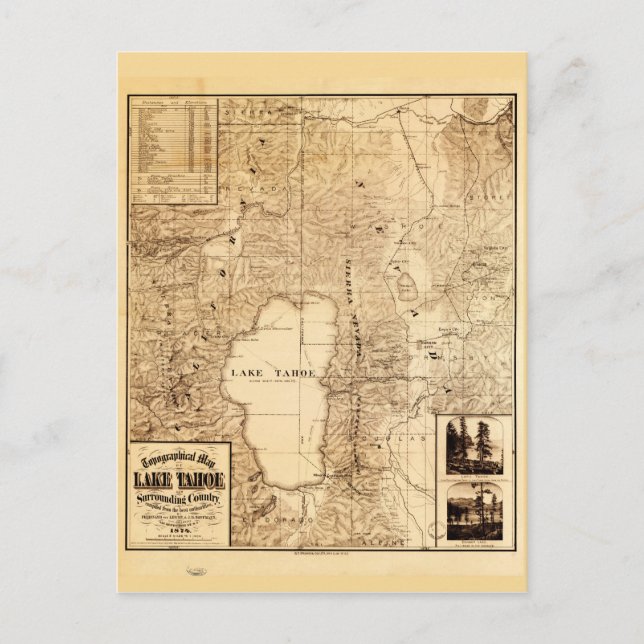 Topografische Karte des Tahoe-Sees (1874) (Vorderseite)