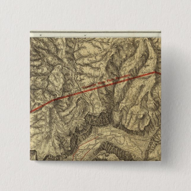 Topografische Karte des Yosemite-Tals Button (Vorderseite)