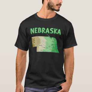 Topografische Karte Nebraska Schattierte Hilfskart T-Shirt