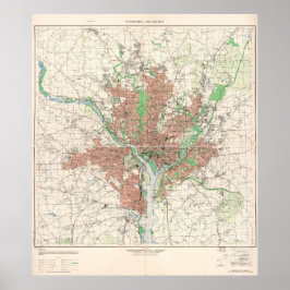 Topografische Karte von Washington, D.C. 1953 Poster