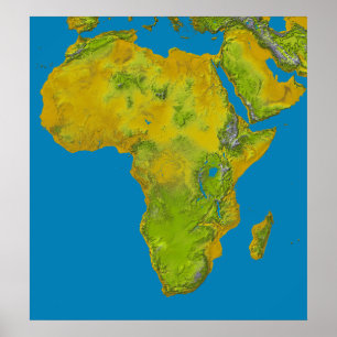 Topografische Sicht Afrikas Poster