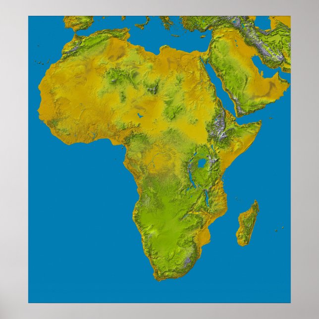 Topografische Sicht Afrikas Poster (Vorne)