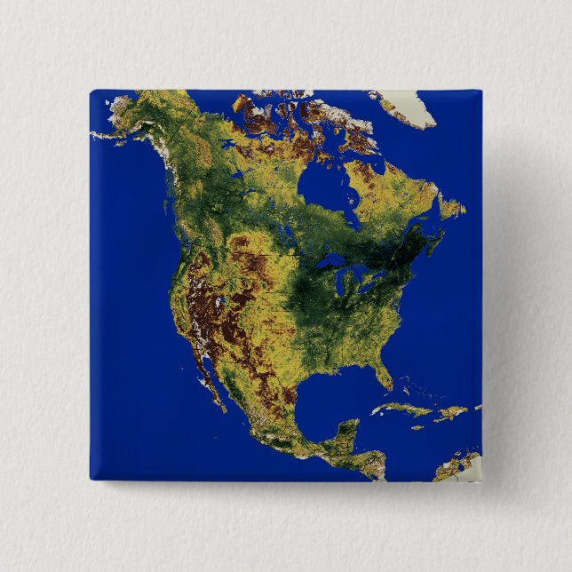 Topografische Sicht auf Nord- und Zentralamerika Button (Vorderseite)