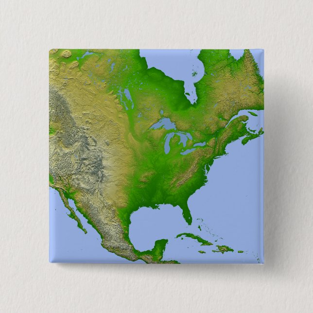 Topografische Sicht Nordamerikas Button (Vorderseite)