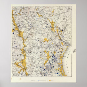 Topografische und glaziale Karte von New Hampshire Poster