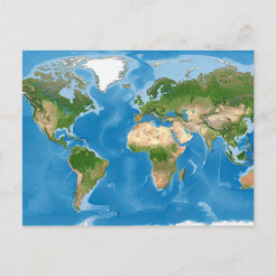 Topografische Weltkarte Erde Illustration Postkarte